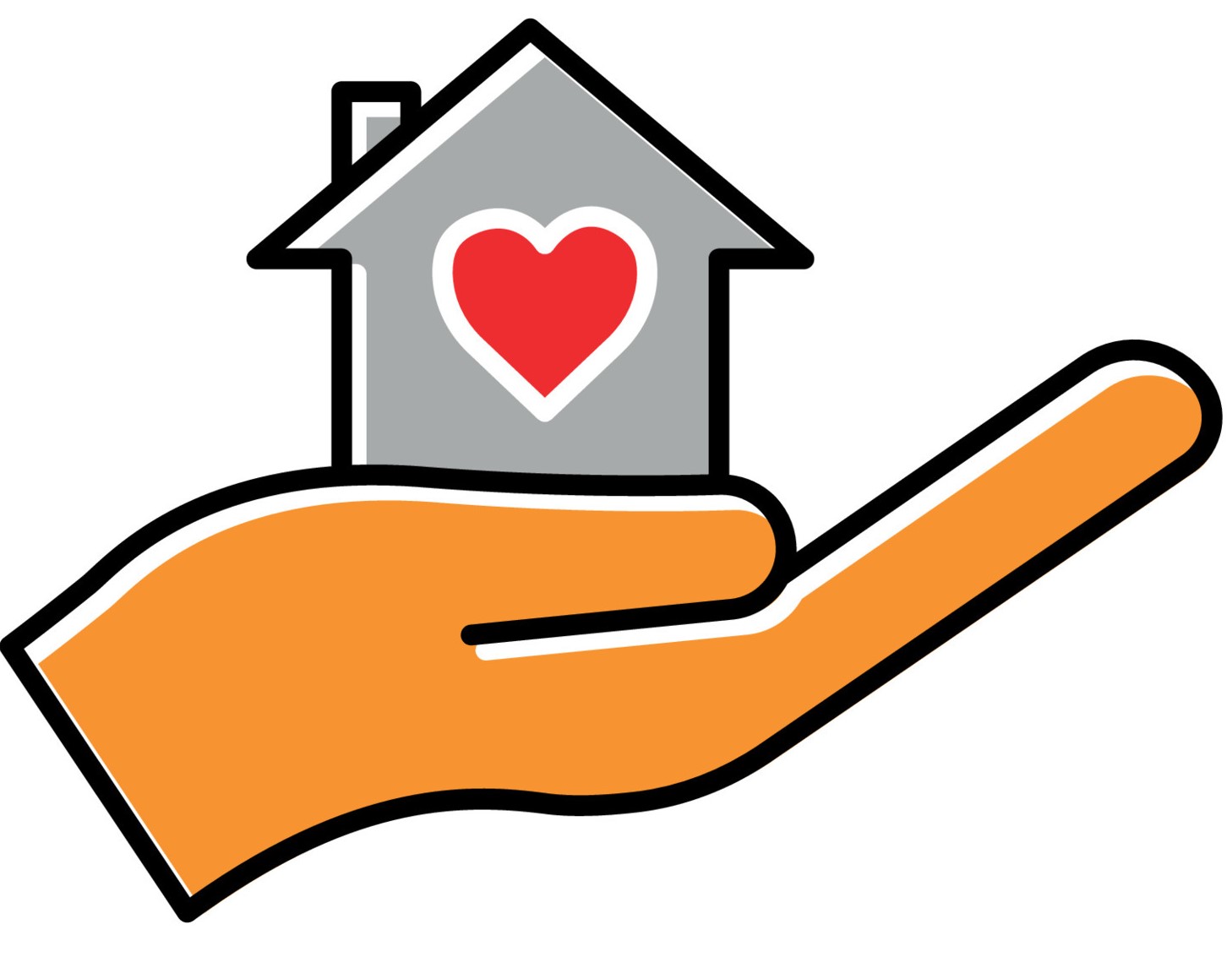 hand-lineal-color-icon-with-home-and-heart-charity-symbol-donation-humanity-editable-stroke-design-template-vector